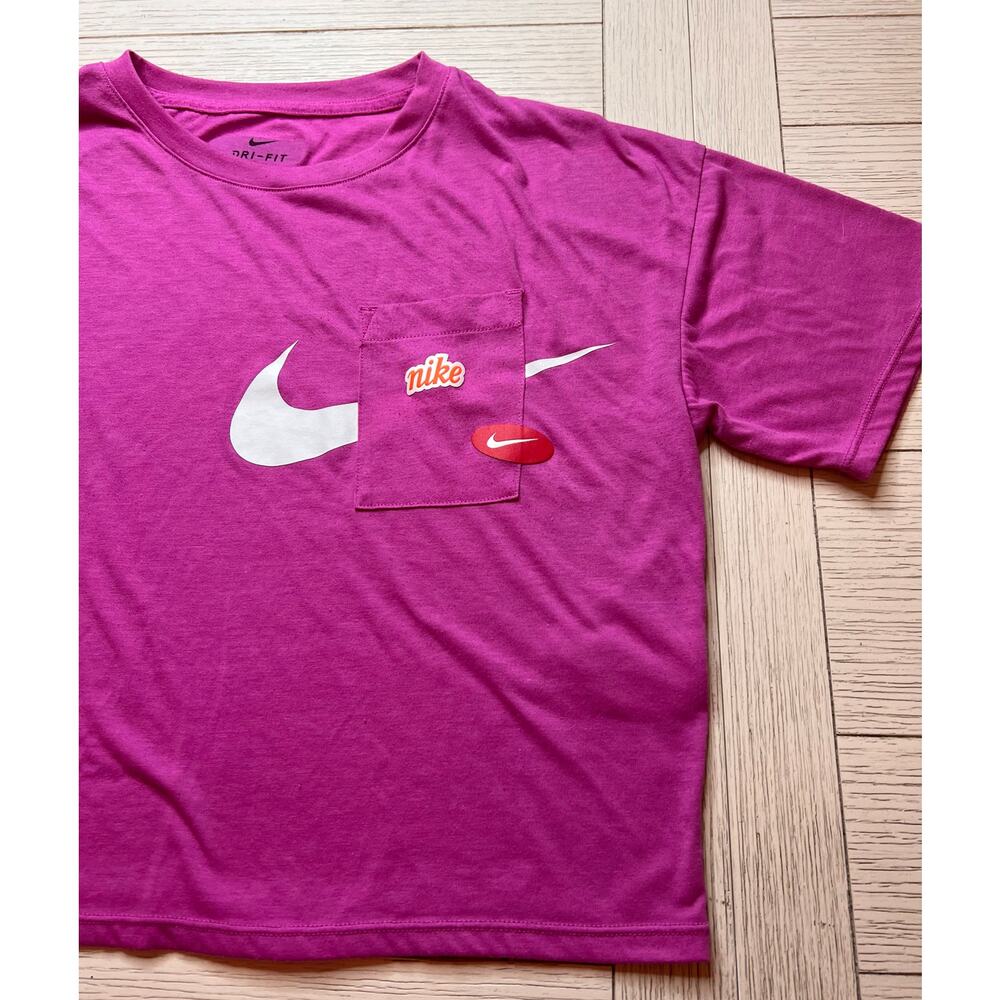 Nike cropped short sleeve‎ hot pink dri-fit sz XS workout athletic t shirt. - Picture 2 of 9